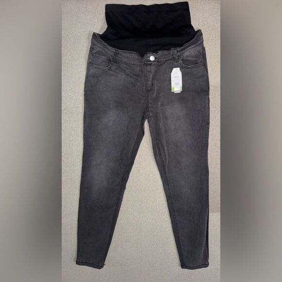 Time and Tru Denim - Time and Tru size large Women's gray black Maternity Skinny Jeans NWT